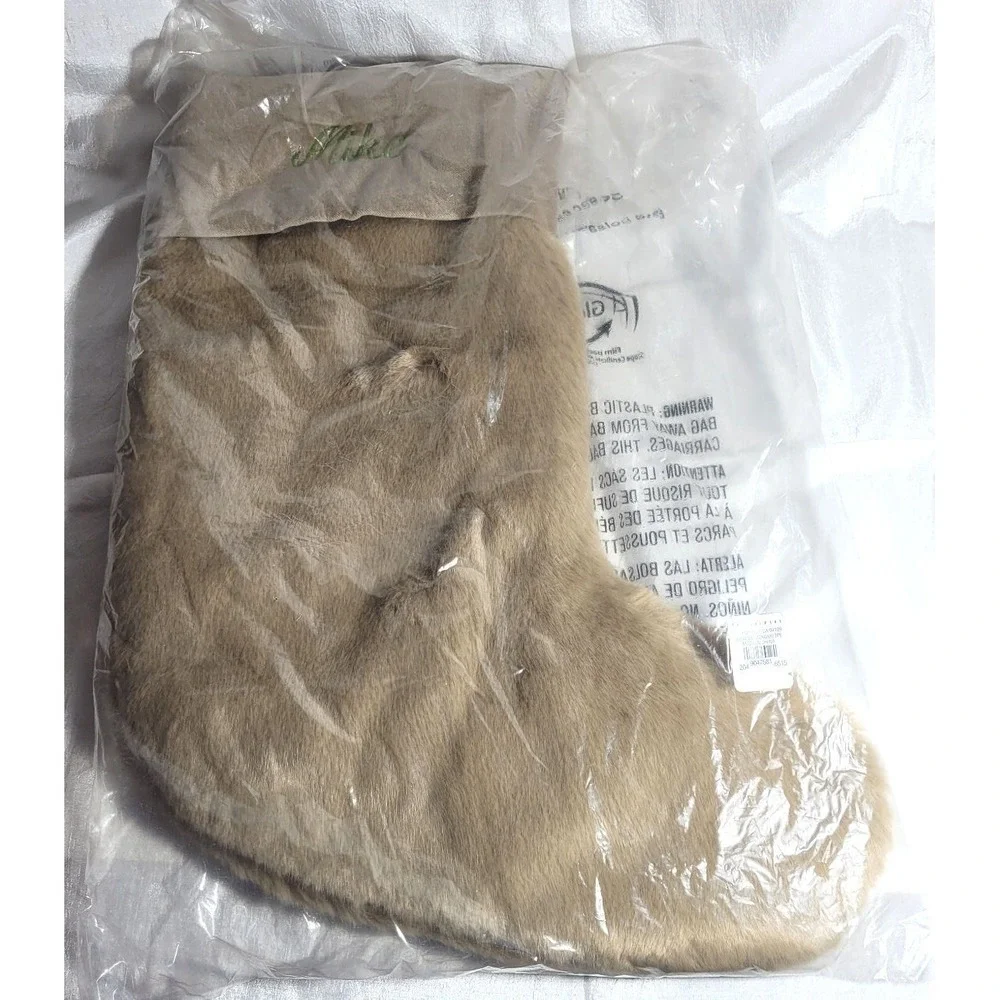 Pottery Barn Faux Fur Alpaca Medium Christmas Stocking - Premade Monogram 'Mike'